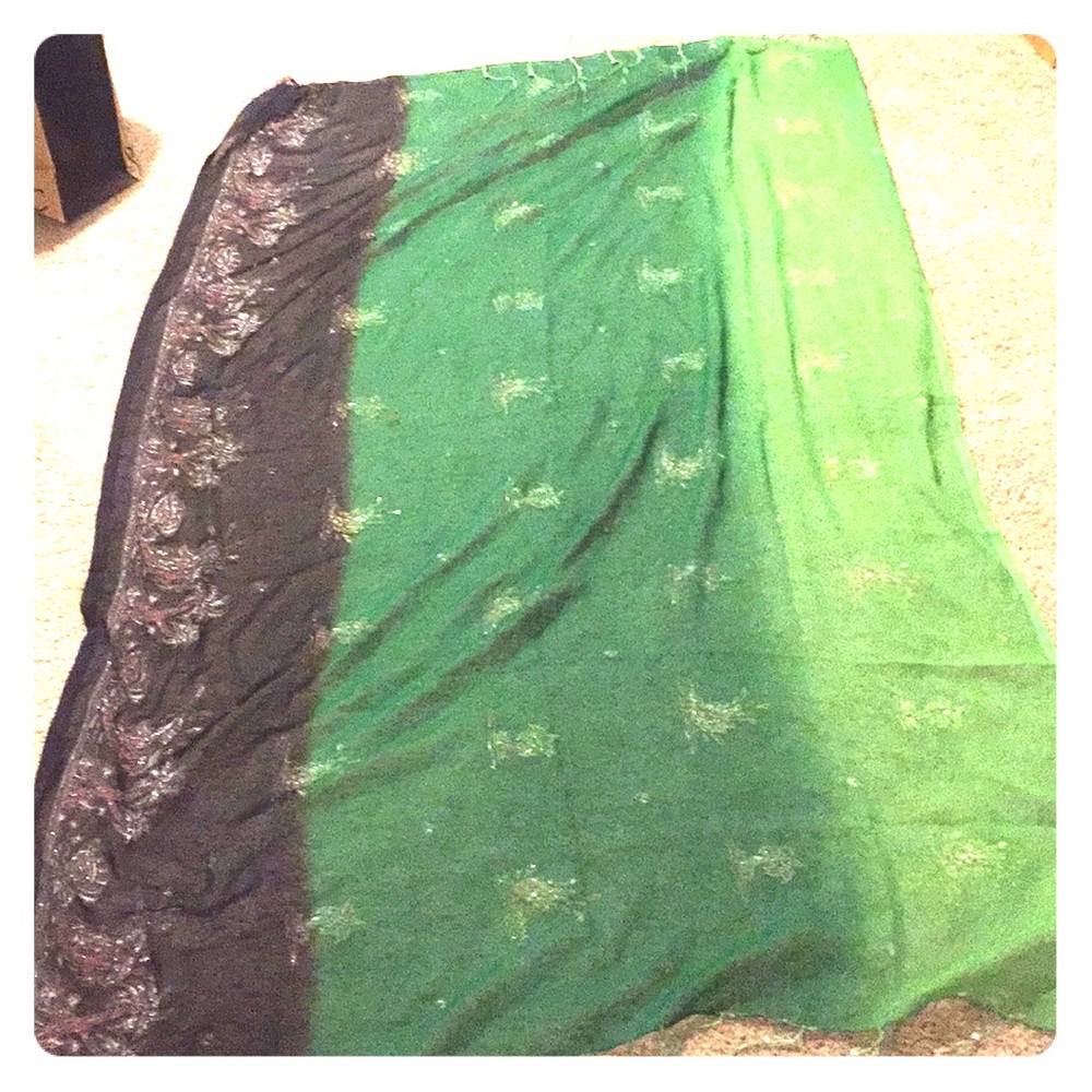 Pretty green and black beach cover up scarf